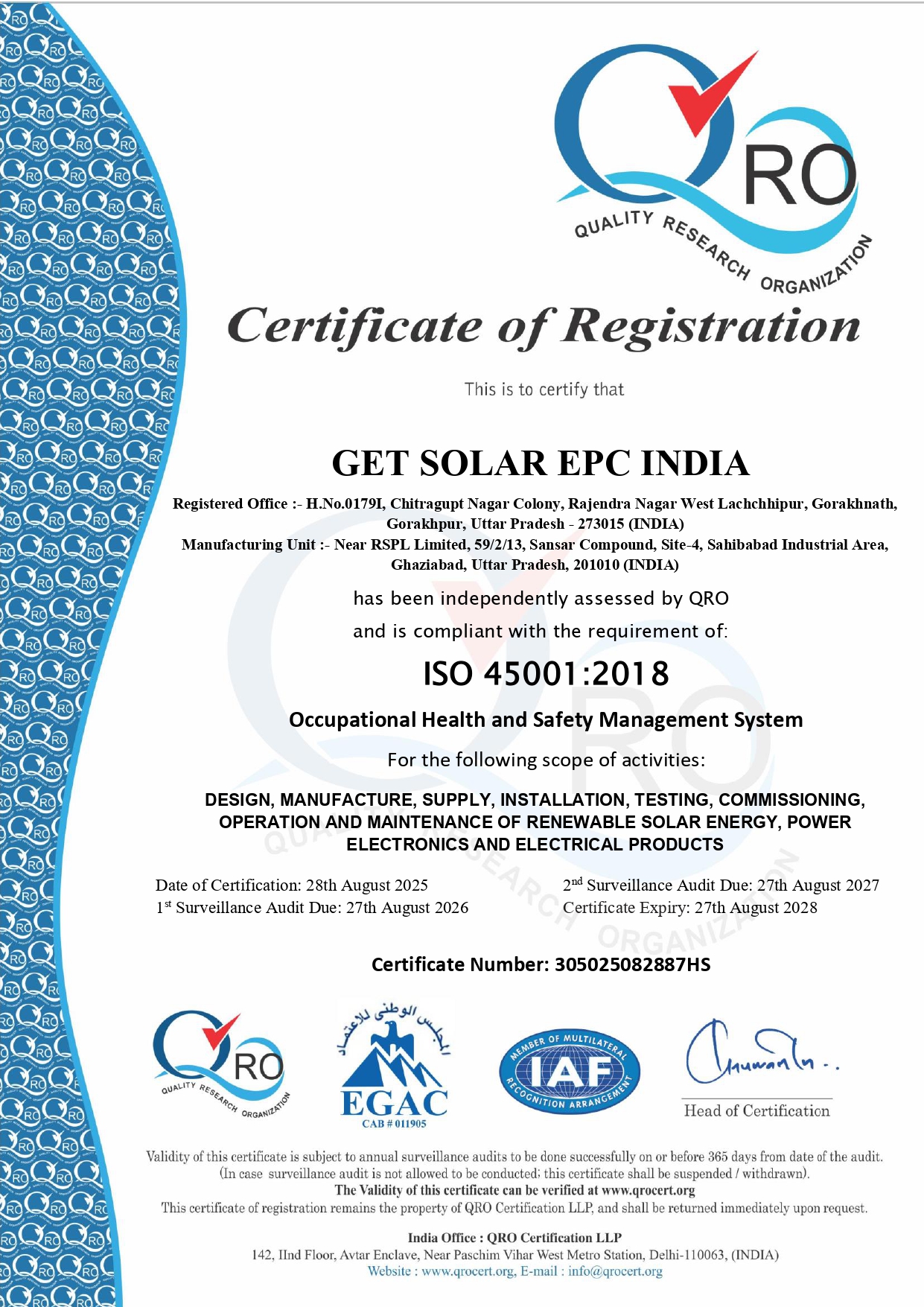 ISO 14001:2015 Certificate